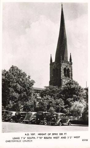 Real photo postcard  of Chesterfield Church in Derbyshire