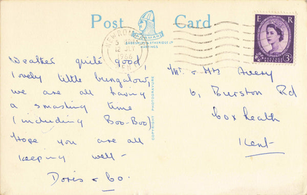 SHRIMPING AT ST MARY'S BAY - 1960s KENT POSTCARD (ref 3142/24)