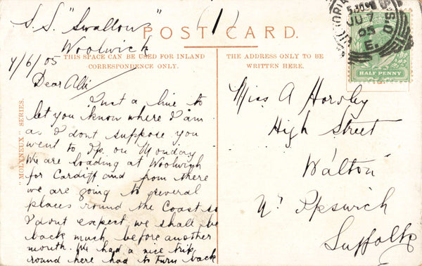 WOOLWICH COMMON, LONDON, "HA HA" ROAD 1905 POSTCARD (ref 2599/24)