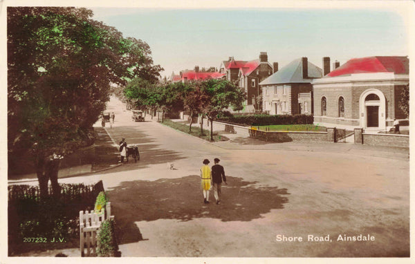 Old colour real photo postcard of Shore Road, Ainsdale, Southport