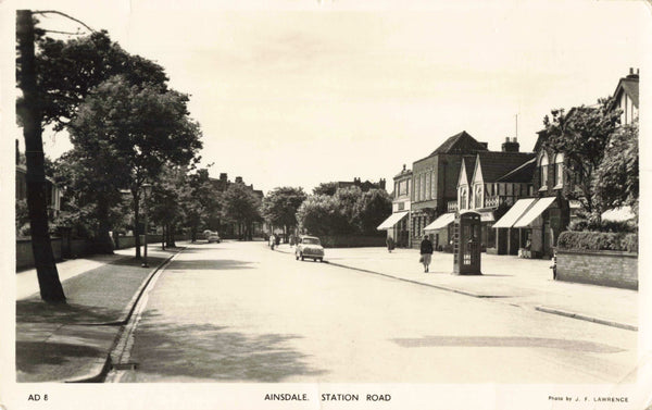 Old real photo postcard of Station Road, Ainsdale, nr Southport