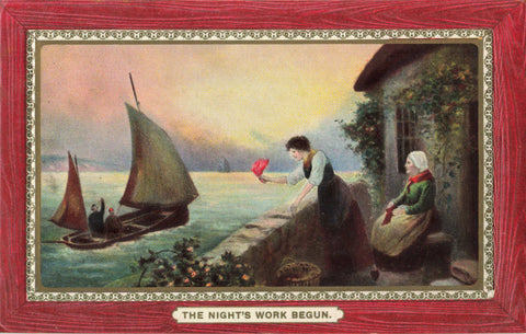 The Night's Work Begun, old fishing postcard
