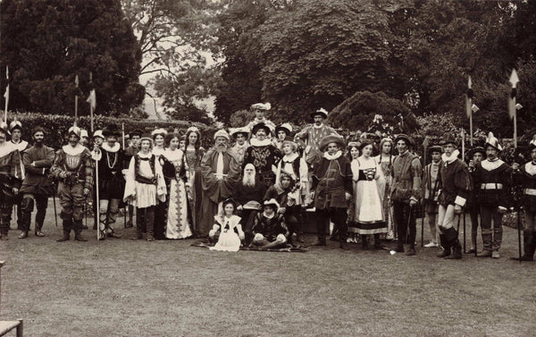 Old real photo postcard of people in fancy dress