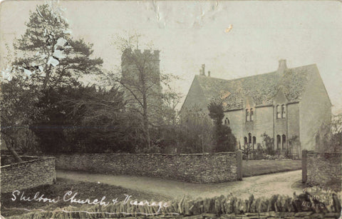 Old  postcard of Shilton Church & Vicarage, pre 1918, Oxfordshire