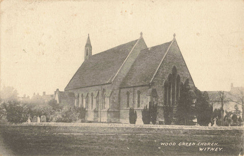 WOOD GREEN CHURCH, WITNEY, OLD OXFORDSHIRE POSTCARD (ref 7137/23/F)