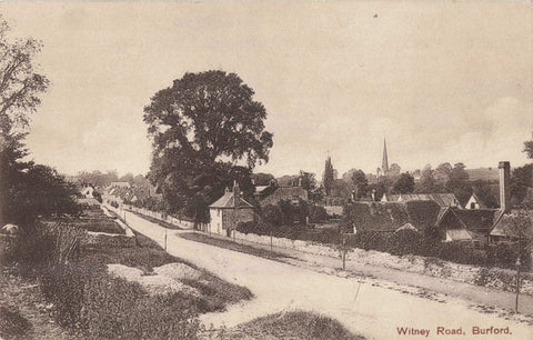Old postcard of Witney Road, Burford, Oxfordshire