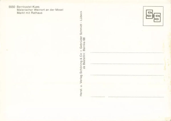 BERNKASTEL KUES, MOSEL, GERMANY - MODERN SIZE POSTCARD (ref 2615/22)