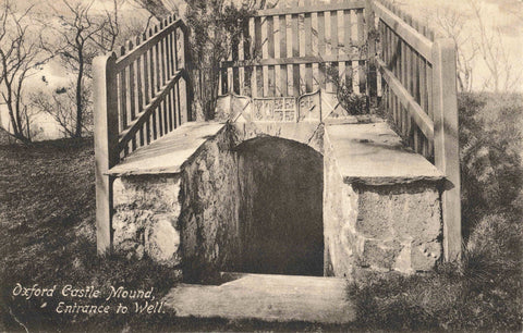 1909 postcard of Oxford Castle Mound, Entrance to Well