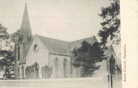 Old postcard of Aston Church, Bampton in Oxfordshire