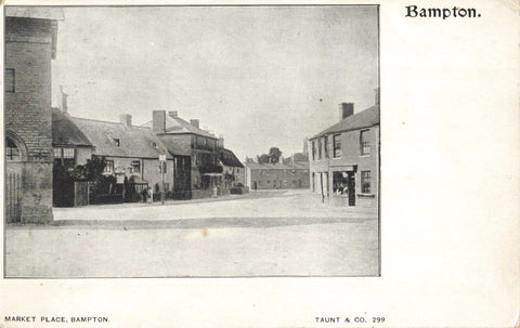 Old postcard of Market Place, Bampton in Oxfordshire