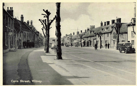 Old postcard of Corn Street, Witney in Oxfordshire