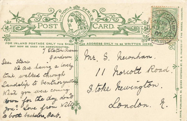 TENNYSON'S MONUMENT, FRESHWATER, ISLE OF WIGHT 1907 POSTCARD (ref 5371/J/24)