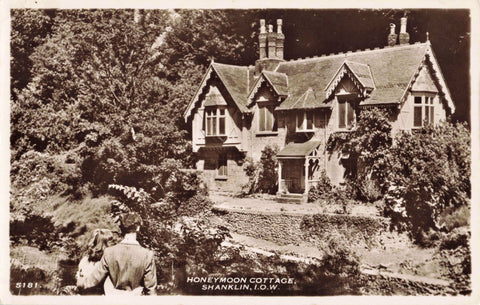 Old real photo postcard of Honeymoon Cottage, Shanklin, Isle of Wight