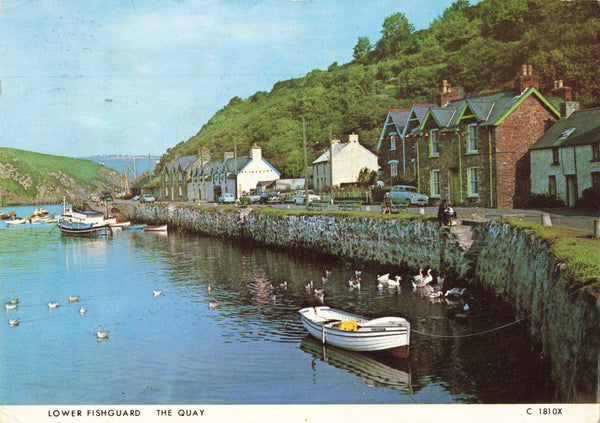 Modern size postcard of The Quay, Lower Fishguard in Pembrokeshire