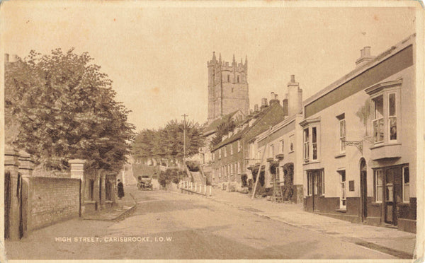 Old postcard of High Street, Carisbrooke, Isle of Wight