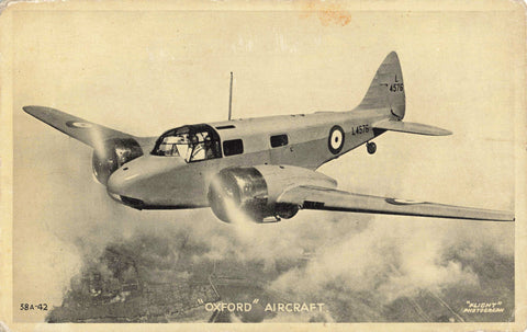 Old postcard of "Oxford" Aircraft