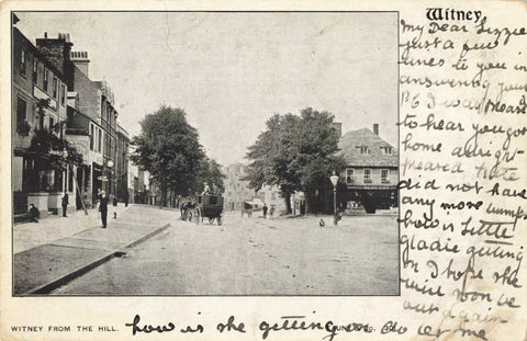 WITNEY FROM THE HILL, OLD OXFORDSHIRE POSTCARD POSTED 1906 (ref 7224/23/F)