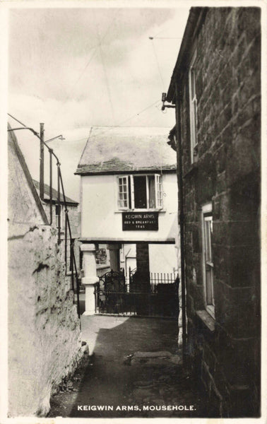 Real photo postcard of Keigwin Arms, Mousehole in Cornwall