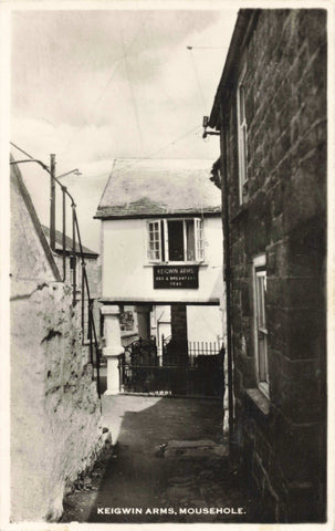 Real photo postcard of Keigwin Arms, Mousehole in Cornwall
