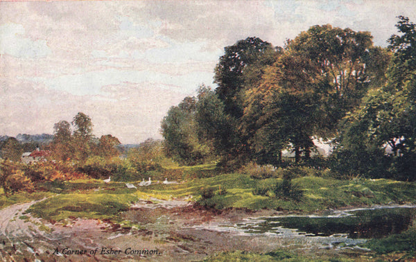 Old art postcard of Esher Common, Surrey