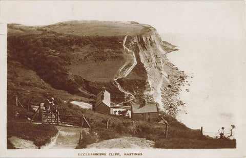 ECCLESBOURNE CLIFF, HASTINGS - OLD SUSSEX RP POSTCARD