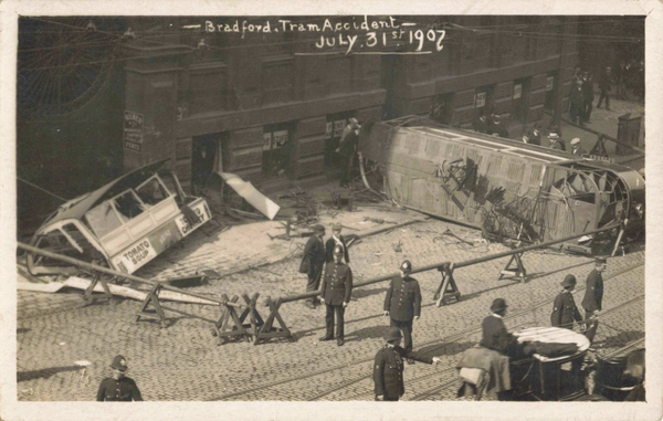 BRADFORD TRAM ACCIDENT, JULY 31 1907, POLICEMAN, REAL PHOTO POSTCARD (6391/24/X)