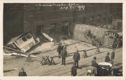 BRADFORD TRAM ACCIDENT, JULY 31 1907, POLICEMAN, REAL PHOTO POSTCARD (6391/24/X)