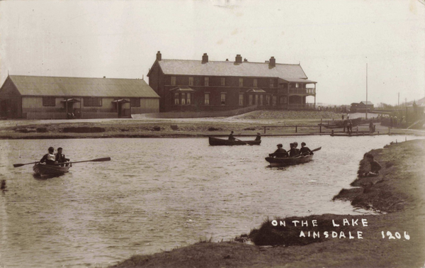 ON THE LAKE,  AINSDALE NR SOUTHPORT, OLD REAL PHOTO POSTCARD (ref 6484/25)