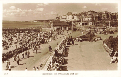 BOURNEMOUTH, PIER APPROACH & WEST CLIFF, REAL PHOTO POSTCARD (ref 6711/22 X)
