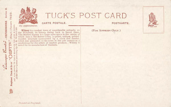 WITNEY FROM MARKET SQUARE, OLD OXFORDSHIRE TUCK OILETTE POSTCARD (ref 7160/23/F)