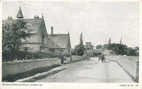 BRIZE NORTON SCHOOLS, CHURCH ETC 1904 OXFORDSHIRE POSTCARD