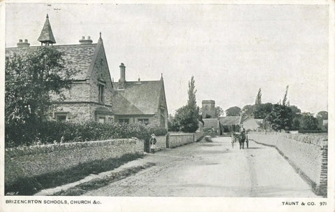 BRIZE NORTON SCHOOLS, CHURCH ETC 1904 OXFORDSHIRE POSTCARD