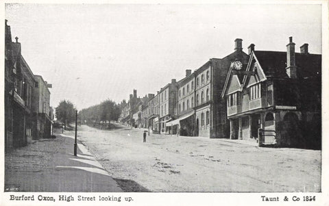 BURFORD, OXON, HIGH STREET LOOKING UP - OLD OXFORDSHIRE POSTCARD