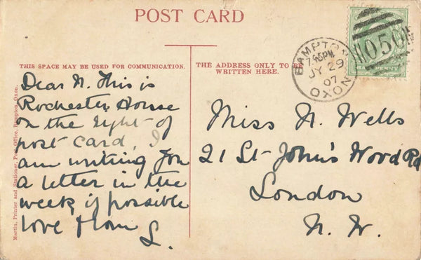 HIGH STREET (LOWER PART), BAMPTON OLD OXFORDSHIRE POSTCARD 1907 (ref 7309/23/F)