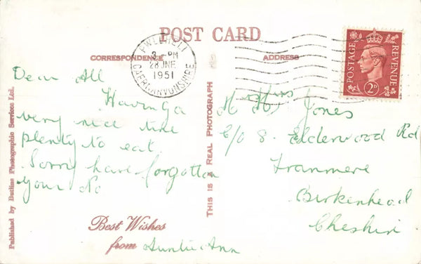CHILDREN'S BOATING LAKE, BUTLINS LUXURY HOLIDAY CAMP, 1951 PWLLHELI POSTCARD (ref 4740/24)