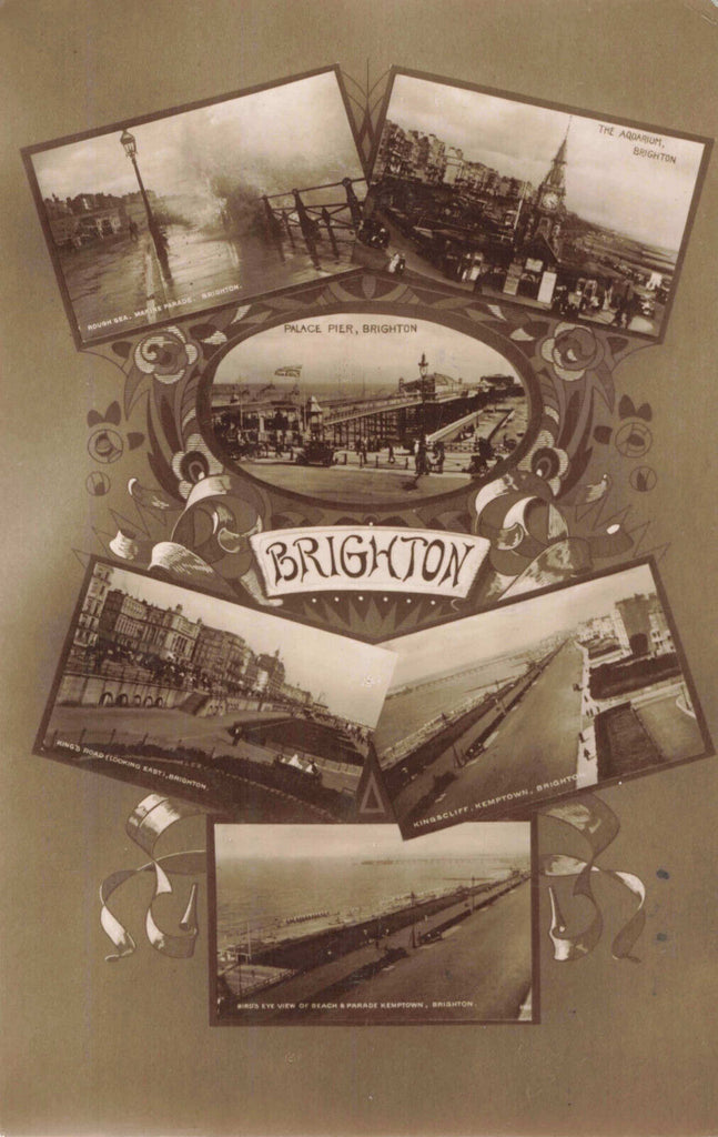 BRIGHTON, MULTIVIEW REAL PHOTO POSTCARD, 1920s (ref 4639/22)