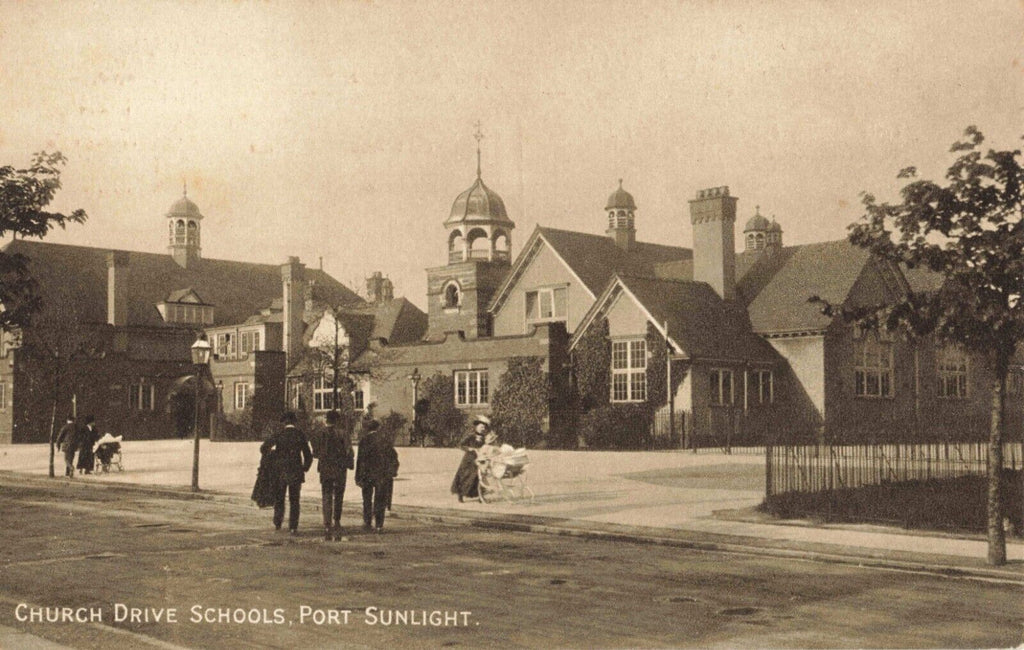 Pre 1918 postcard of Church Drive Schools, Port Sunlight, Wirral