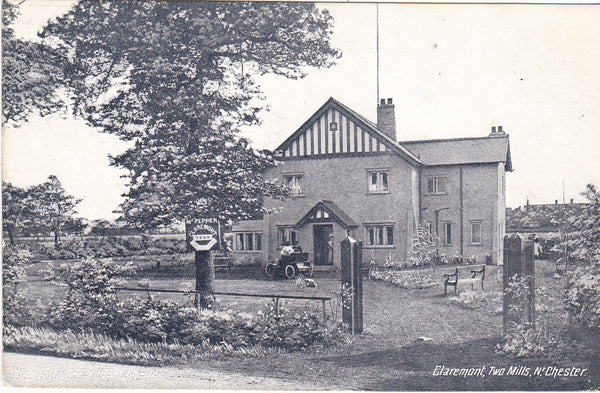 Pre 1918 postcard of Claremont, Two Mills, nr Chester - Wirral - showing Mr Pepper, Claremont Teas