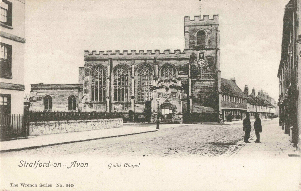 Old postcard of the Guild Chapel, Stratford on Avon