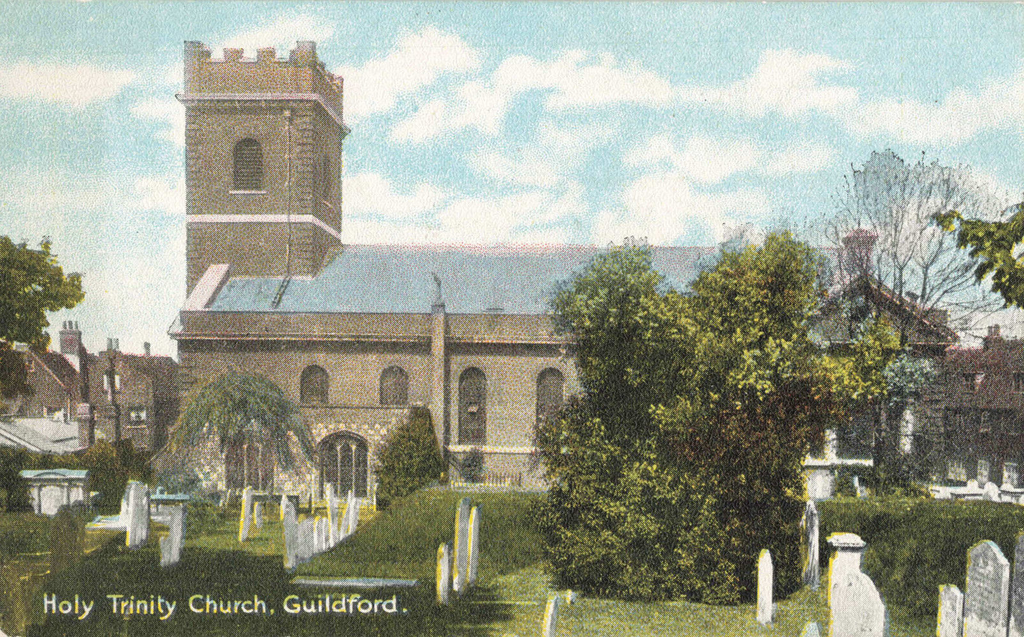 Old postcard of Holy Trinity Church, Guildford, Surrey