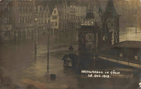 HOCHWASSER IN COLN 28 DEZ 1919 - REAL PHOTO FLOOD DISASTER POSTCARD