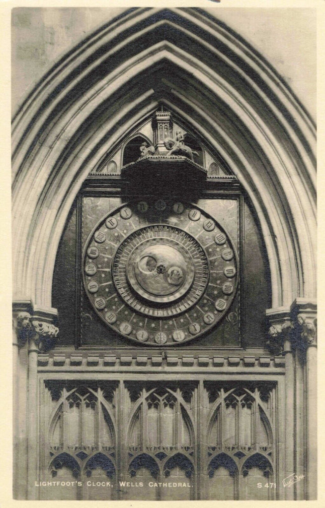 LIGHTFOOT'S CLOCK, WELLS CATHEDRAL, SOMERSET REAL PHOTO POSTCARD
