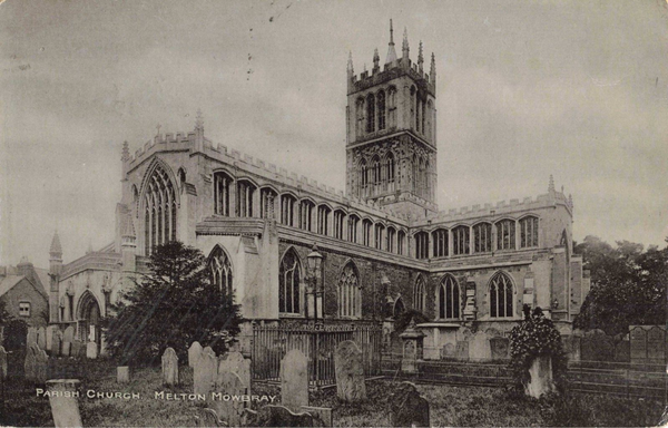 PARISH CHURCH, MELTON MOWBRAY, OLD LEICESTERSHIRE POSTCARD