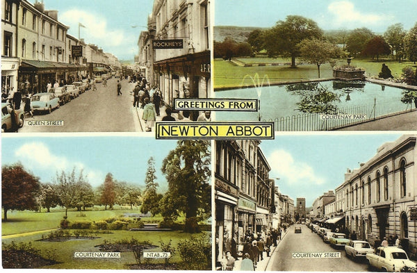 1960s multiview postcard of Newton Abbot, Devon