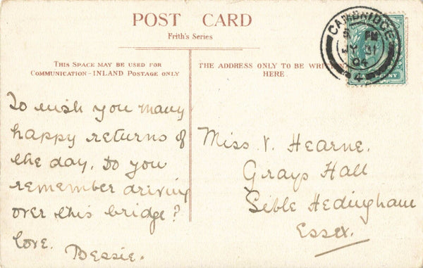 ST IVES BRIDGE - 1904 HUNTINGDONSHIRE POSTCARD (ref 6130/22)