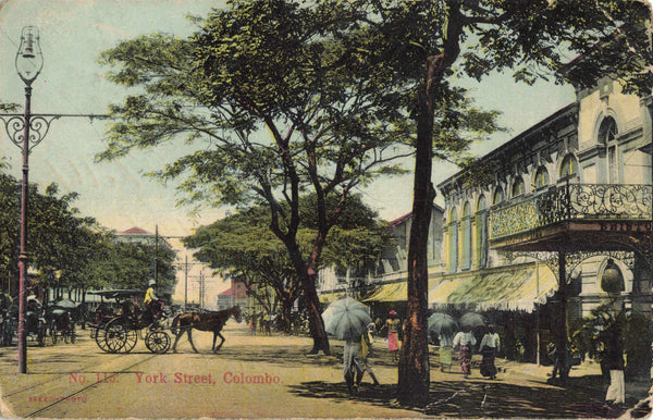 World War One era postcard of York Street, Colombo in Ceylon