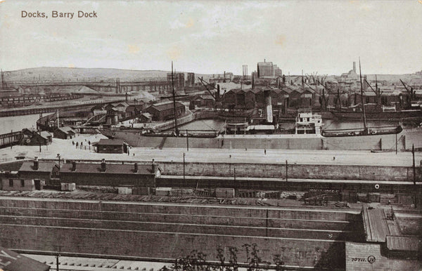 Old real photo postcard of the Docks, Barry Dock in Glamorgan