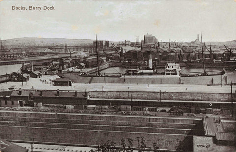 Old real photo postcard of the Docks, Barry Dock in Glamorgan