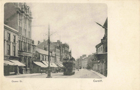 QUEEN STREET, CARDIFF - c1902 VINTAGE POSTCARD (ref 1595/21/a11)