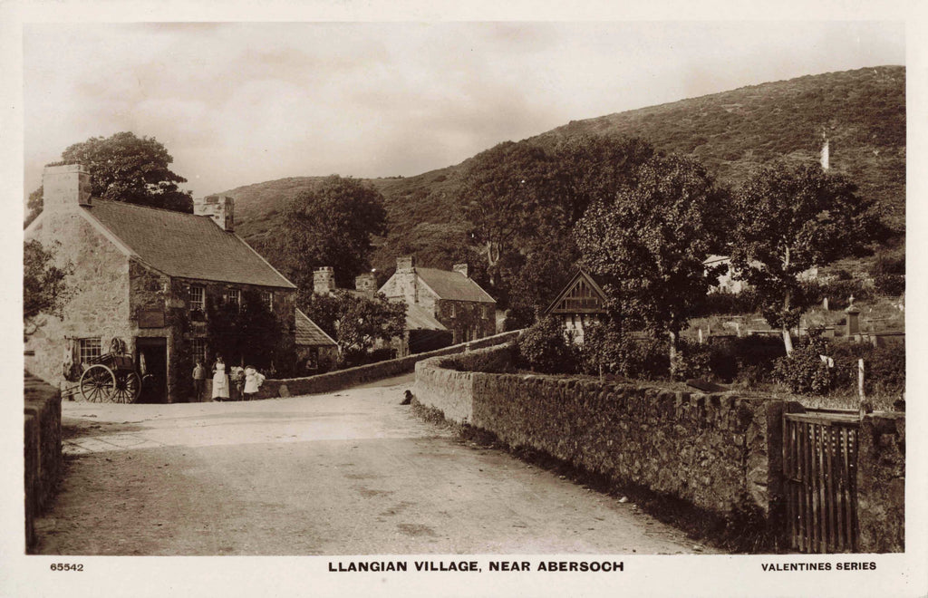 Old real photo postcard of Llangian Village near Abersoch, Caernarvonshire